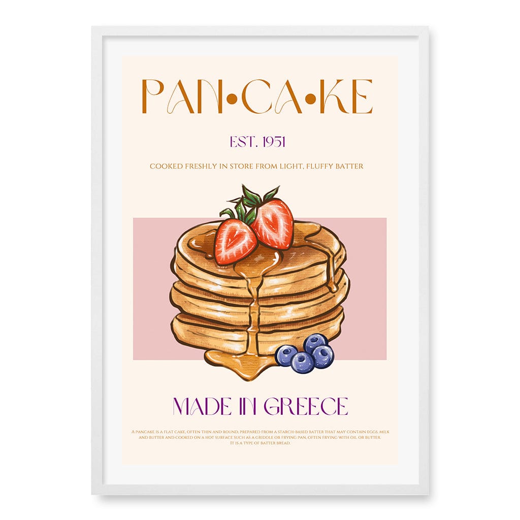 Greek Pancakes Wall Art Print A1 (59.4 x 84.1cm) / Matte White Frame / White Border from our Australian Made Wall Art collection by Profile Australia