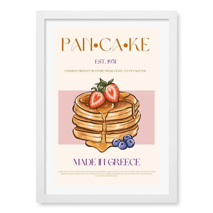 Greek Pancakes Wall Art Print A3 (29.7 x 42cm) / Matte White Frame / White Border from our Australian Made Wall Art collection by Profile Australia