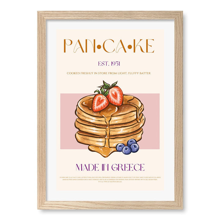 Greek Pancakes Wall Art Print A3 (29.7 x 42cm) / Natural Oak Frame / White Border from our Australian Made Wall Art collection by Profile Australia