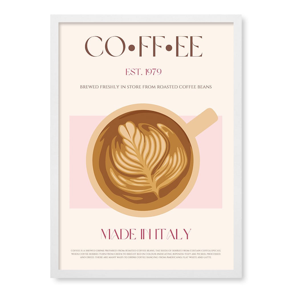 Italian Coffee Modern Wall Art Print A4 (21 x 29.7cm) / Matte White Frame / No Border from our Australian Made Framed Wall Art, Prints & Posters collection by Profile Products (Australia) Pty Ltd