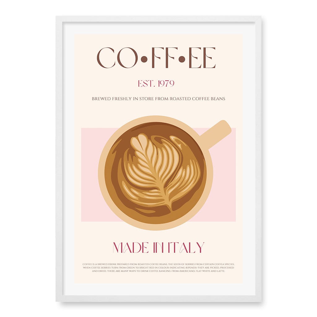 Italian Coffee Wall Art Print A1 (59.4 x 84.1cm) / Matte White Frame / White Border from our Australian Made Wall Art collection by Profile Australia