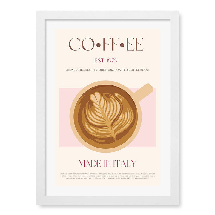 Italian Coffee Wall Art Print A3 (29.7 x 42cm) / Matte White Frame / White Border from our Australian Made Wall Art collection by Profile Australia