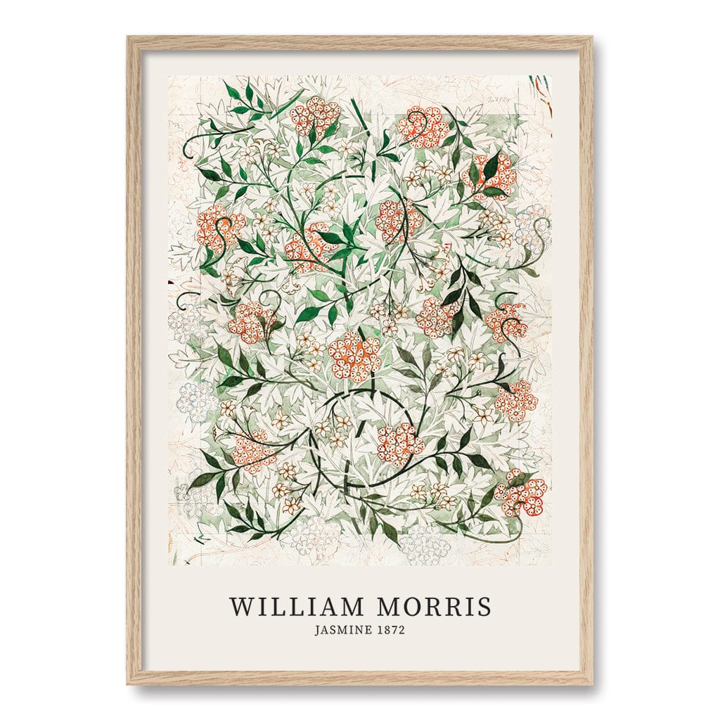 Jasmine Pattern Wall Art Print A1 (59.4 x 84.1cm) / Natural Oak Frame / No Border from our Australian Made Wall Art collection by Profile Australia