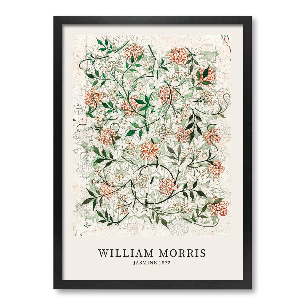 Jasmine Pattern - William Morris Floral Art Print A4 (21 x 29.7cm) / Matte Black Frame / No Border from our Australian Made Framed Wall Art, Prints & Posters collection by Profile Products (Australia) Pty Ltd