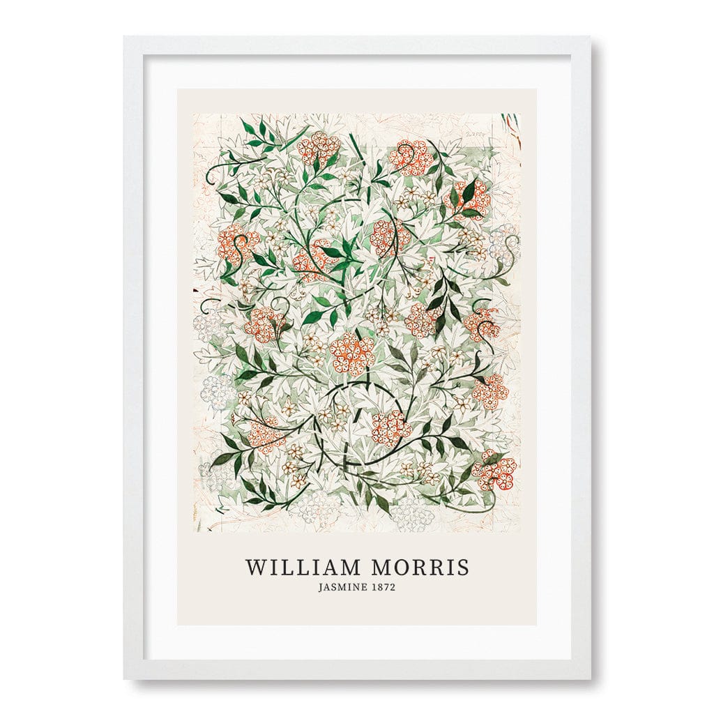 Jasmine Pattern - William Morris Floral Art Print A4 (21 x 29.7cm) / Matte White Frame / White Border from our Australian Made Framed Wall Art, Prints & Posters collection by Profile Products (Australia) Pty Ltd