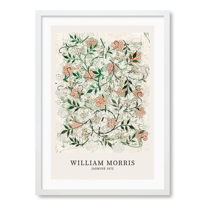Jasmine Pattern - William Morris Floral Art Print A4 (21 x 29.7cm) / Matte White Frame / White Border from our Australian Made Framed Wall Art, Prints & Posters collection by Profile Products (Australia) Pty Ltd