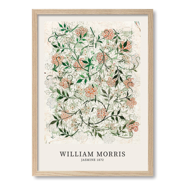 Jasmine Pattern - William Morris Floral Art Print A4 (21 x 29.7cm) / Natural Oak Frame / No Border from our Australian Made Framed Wall Art, Prints & Posters collection by Profile Products (Australia) Pty Ltd