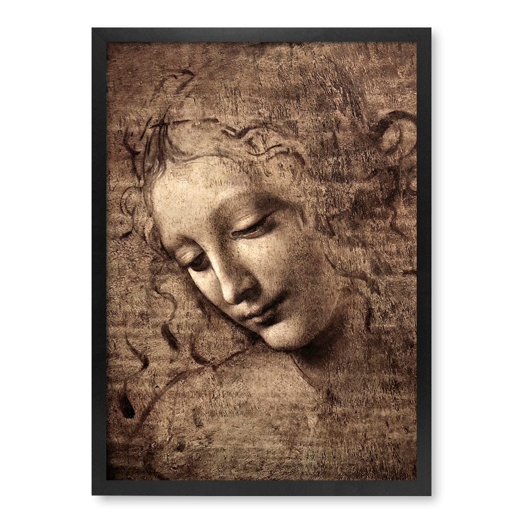 La Scapigliata - Leonardo da Vinci Art Print A4 (21 x 29.7cm) / Matte Black Frame / No Border from our Australian Made Framed Wall Art, Prints & Posters collection by Profile Products (Australia) Pty Ltd