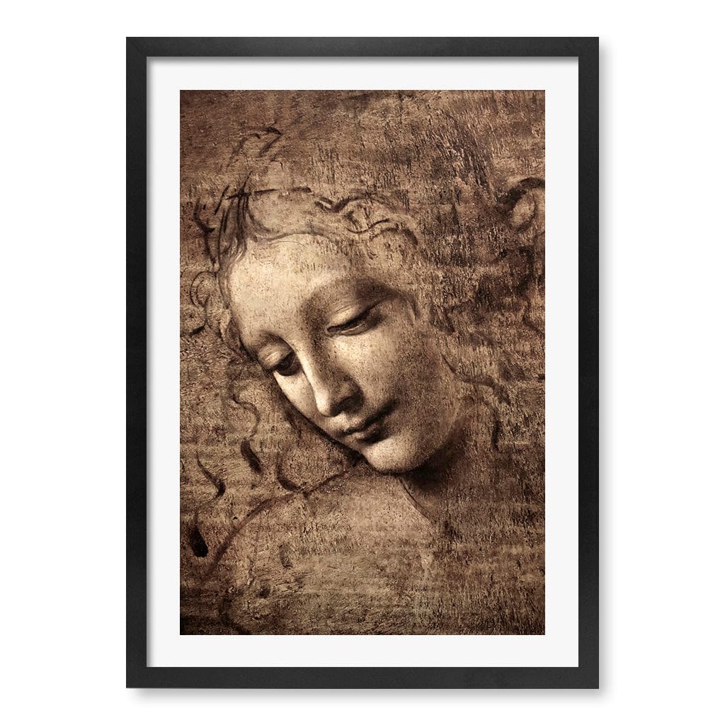 La Scapigliata - Leonardo da Vinci Art Print A4 (21 x 29.7cm) / Matte Black Frame / White Border from our Australian Made Framed Wall Art, Prints & Posters collection by Profile Products (Australia) Pty Ltd