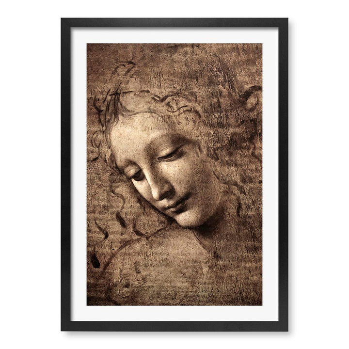 La Scapigliata - Leonardo da Vinci Art Print A4 (21 x 29.7cm) / Matte Black Frame / White Border from our Australian Made Framed Wall Art, Prints & Posters collection by Profile Products (Australia) Pty Ltd