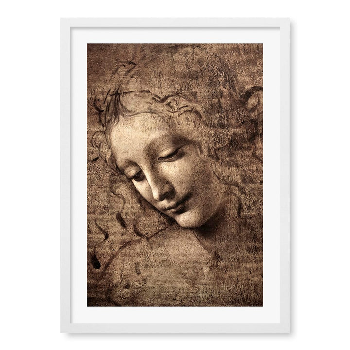 La Scapigliata - Leonardo da Vinci Art Print A4 (21 x 29.7cm) / Matte White Frame / White Border from our Australian Made Framed Wall Art, Prints & Posters collection by Profile Products (Australia) Pty Ltd