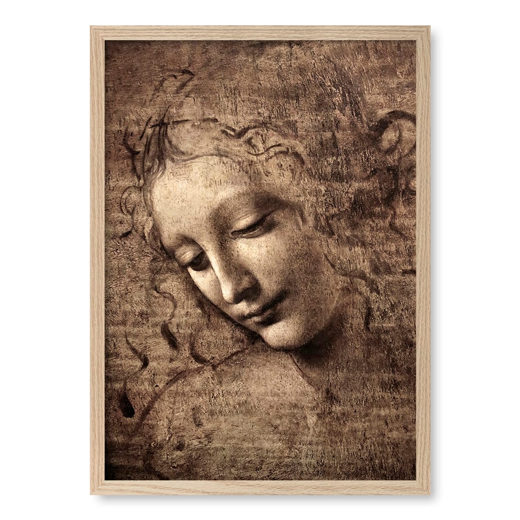 La Scapigliata - Leonardo da Vinci Art Print A4 (21 x 29.7cm) / Natural Oak Frame / No Border from our Australian Made Framed Wall Art, Prints & Posters collection by Profile Products (Australia) Pty Ltd