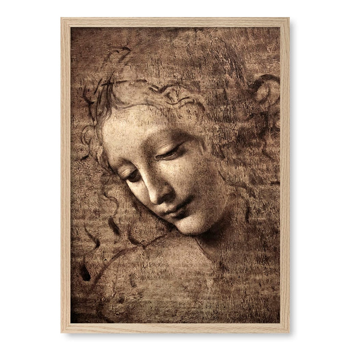 La Scapigliata - Leonardo da Vinci Art Print A4 (21 x 29.7cm) / Natural Oak Frame / No Border from our Australian Made Framed Wall Art, Prints & Posters collection by Profile Products (Australia) Pty Ltd