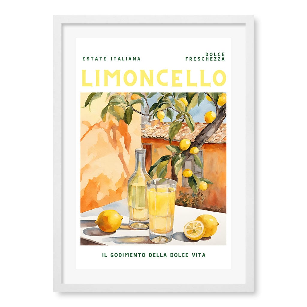 Limoncello Cocktail Wall Art Print A4 (21 x 29.7cm) / Matte White Frame / White Border from our Australian Made Framed Wall Art, Prints & Posters collection by Profile Products (Australia) Pty Ltd