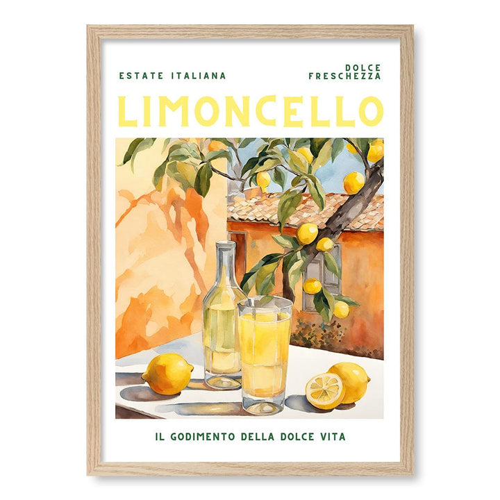 Limoncello Cocktail Wall Art Print A4 (21 x 29.7cm) / Natural Oak Frame / No Border from our Australian Made Framed Wall Art, Prints & Posters collection by Profile Products (Australia) Pty Ltd