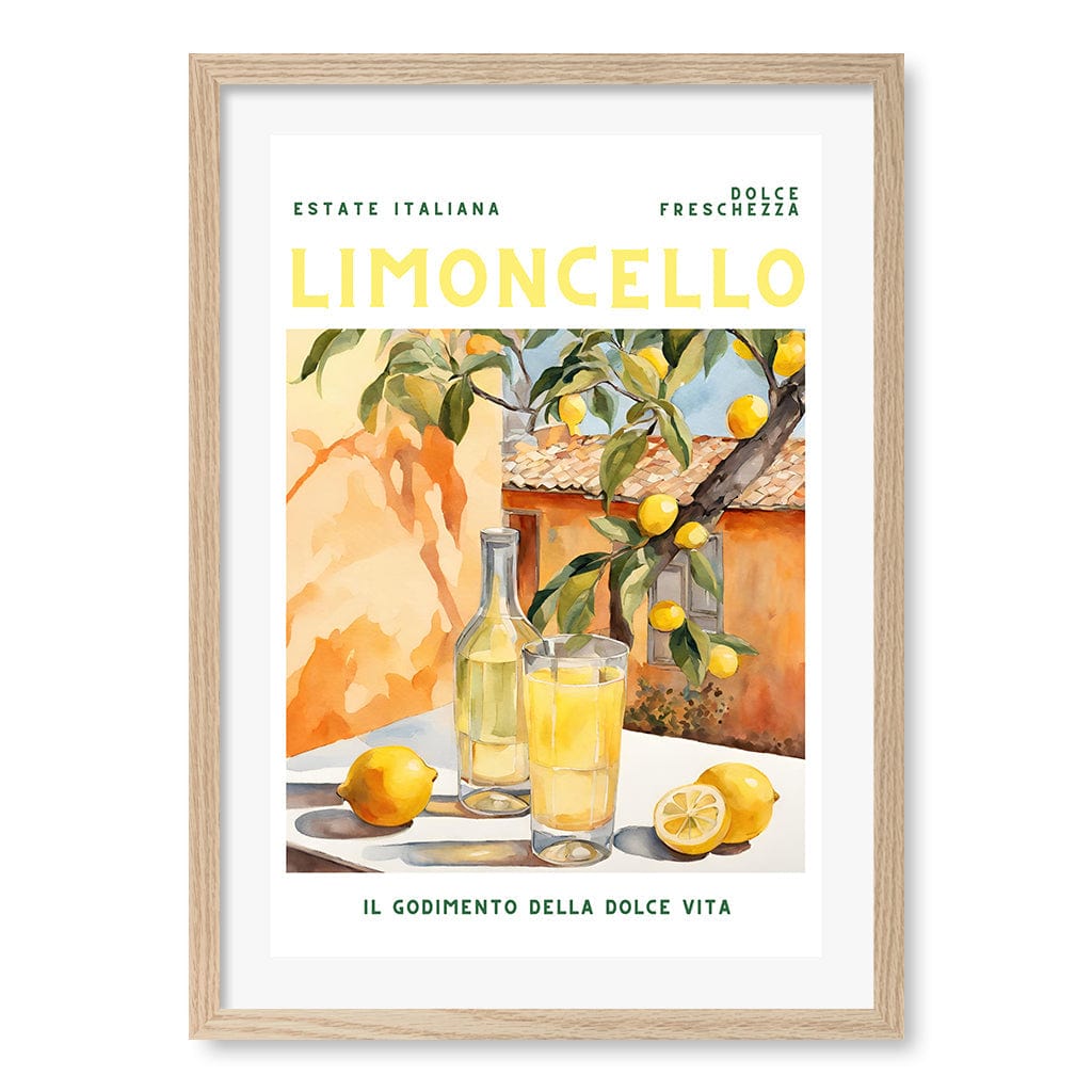 Limoncello Cocktail Wall Art Print A4 (21 x 29.7cm) / Natural Oak Frame / White Border from our Australian Made Framed Wall Art, Prints & Posters collection by Profile Products (Australia) Pty Ltd