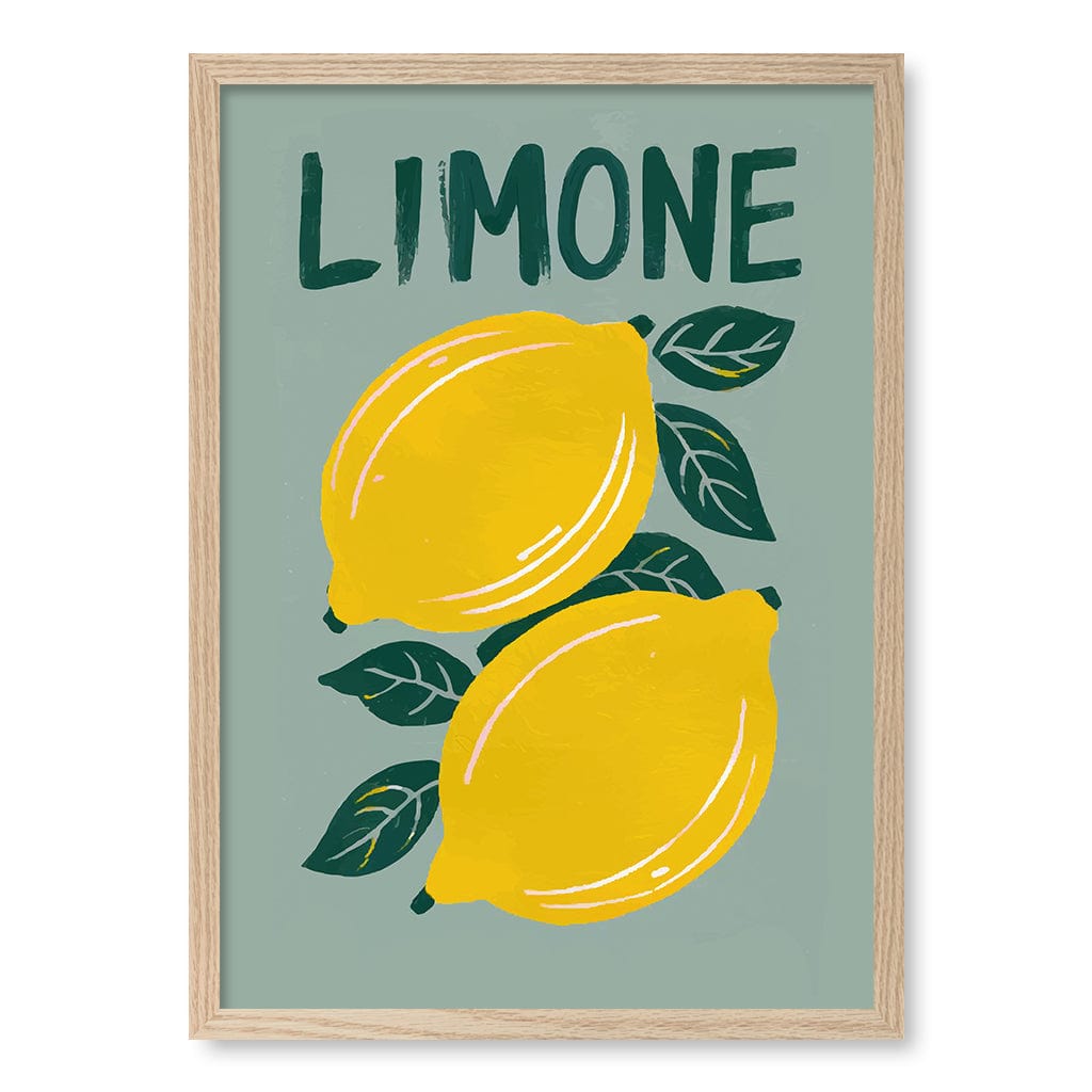 Limone Modern Wall Art Print A4 (21 x 29.7cm) / Natural Oak Frame / No Border from our Australian Made Framed Wall Art, Prints & Posters collection by Profile Products (Australia) Pty Ltd
