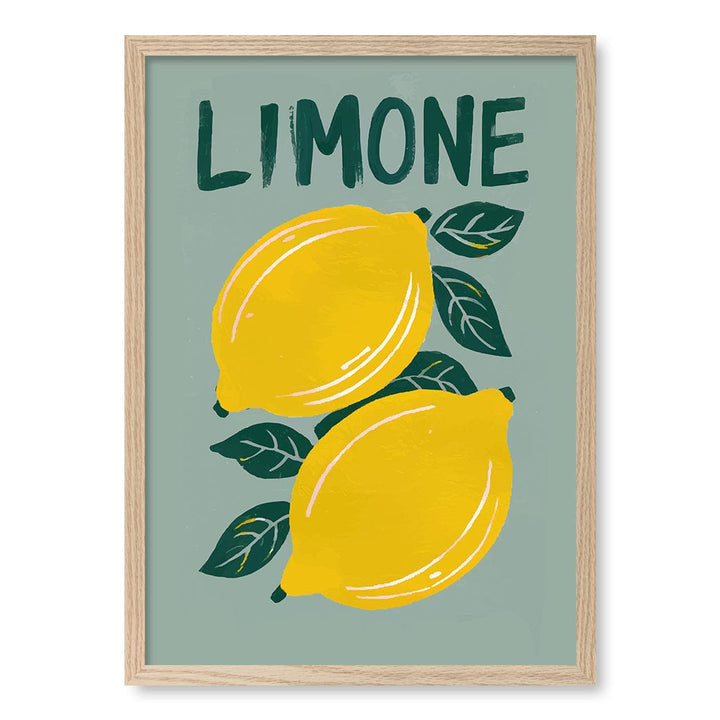 Limone Modern Wall Art Print A4 (21 x 29.7cm) / Natural Oak Frame / No Border from our Australian Made Framed Wall Art, Prints & Posters collection by Profile Products (Australia) Pty Ltd