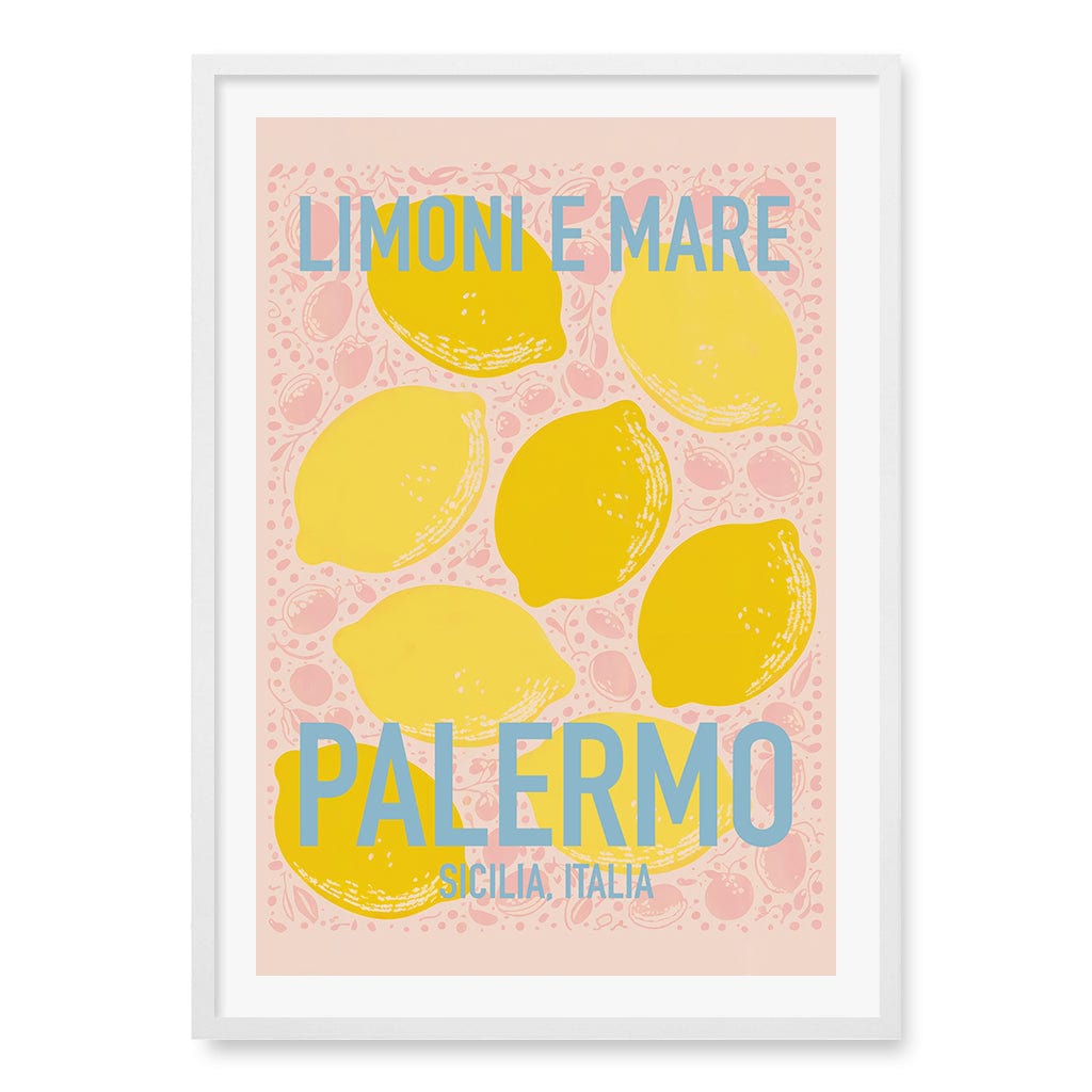 Limoni E Mare Wall Art Print A1 (59.4 x 84.1cm) / Matte White Frame / White Border from our Australian Made Wall Art collection by Profile Australia