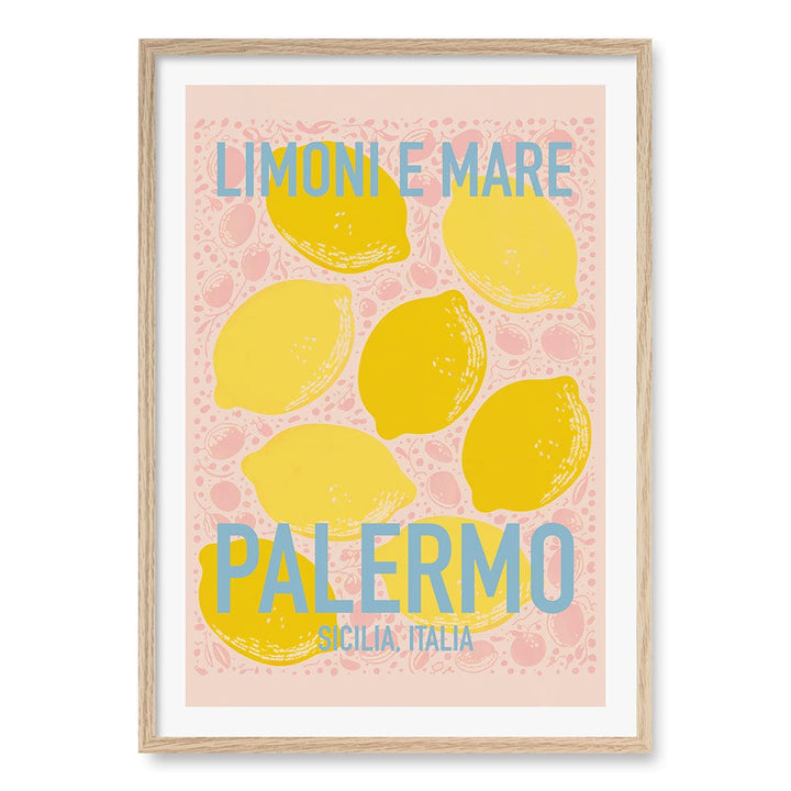 Limoni E Mare Wall Art Print A1 (59.4 x 84.1cm) / Natural Oak Frame / White Border from our Australian Made Wall Art collection by Profile Australia