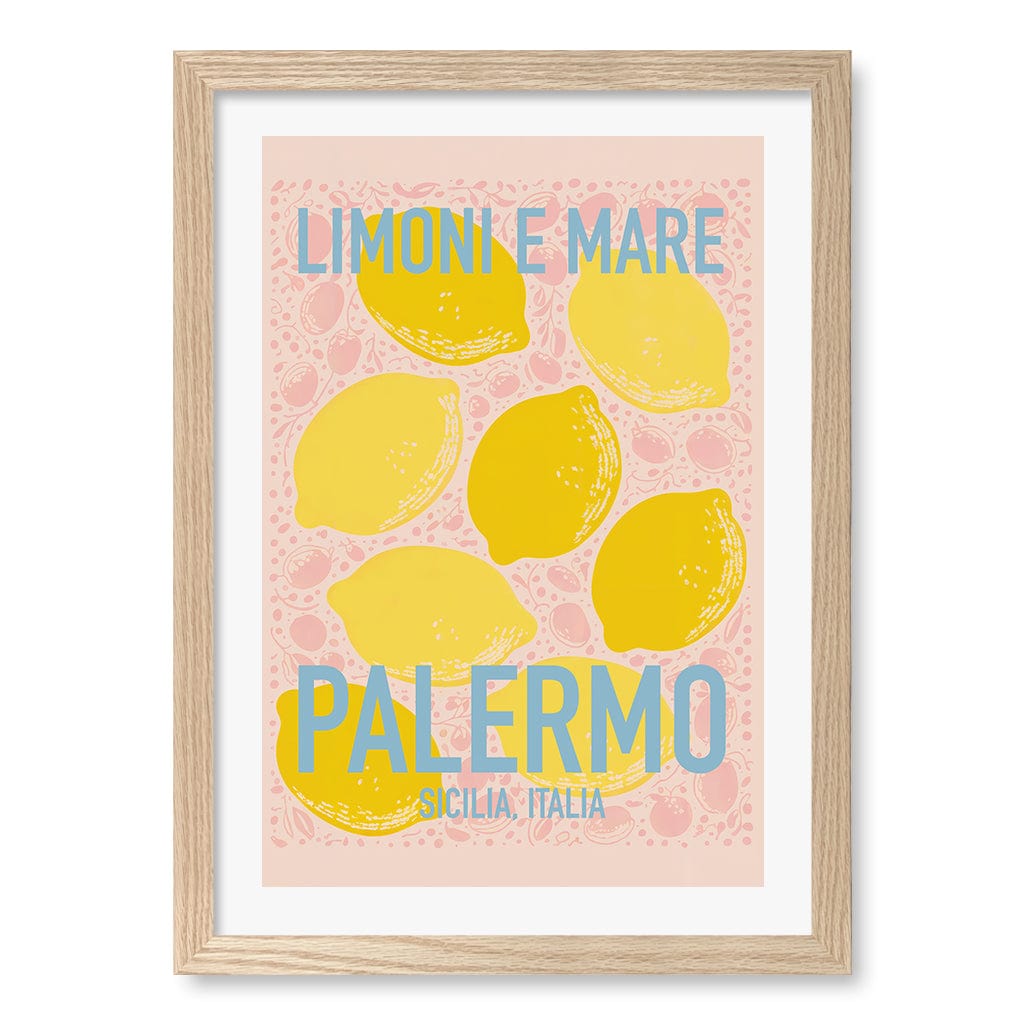 Limoni E Mare Wall Art Print A3 (29.7 x 42cm) / Natural Oak Frame / White Border from our Australian Made Wall Art collection by Profile Australia