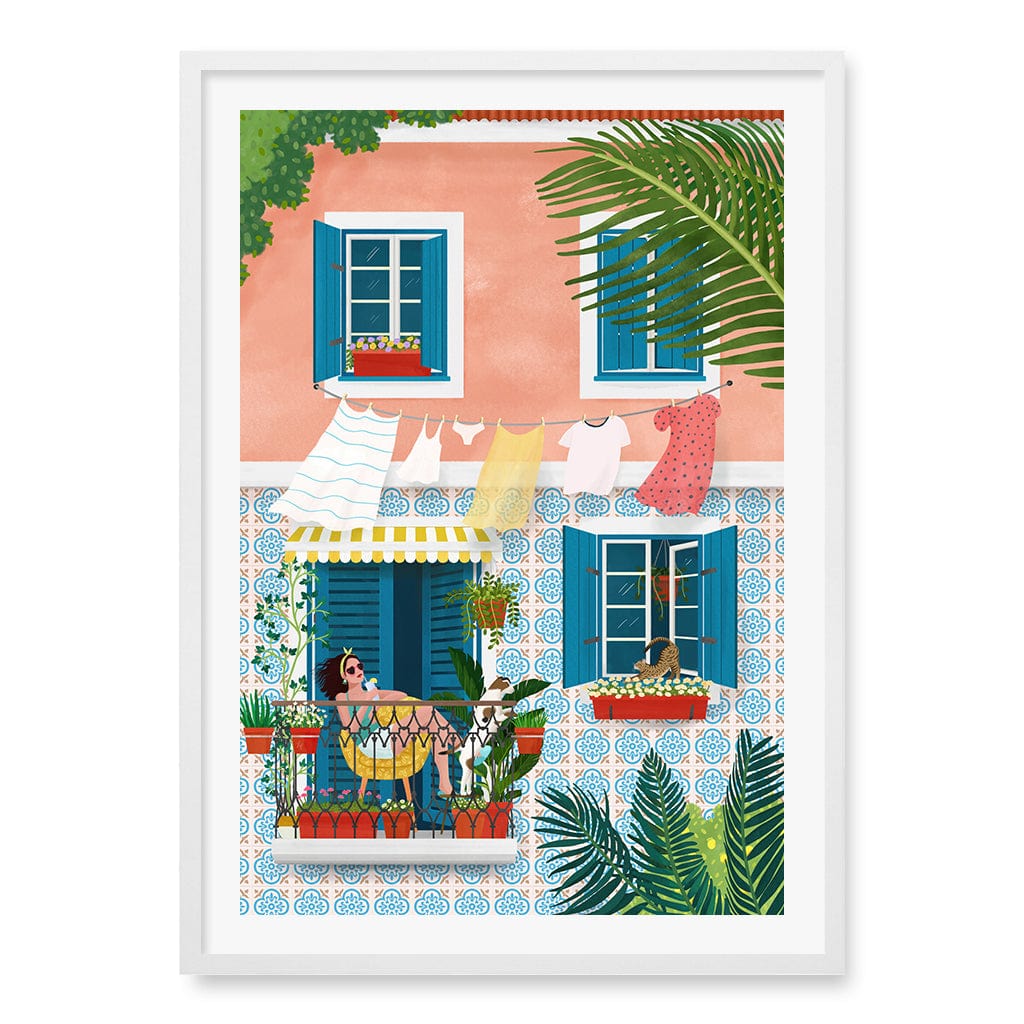 Lisbon Wall Art Print A1 (59.4 x 84.1cm) / Matte White Frame / White Border from our Australian Made Wall Art collection by Profile Australia