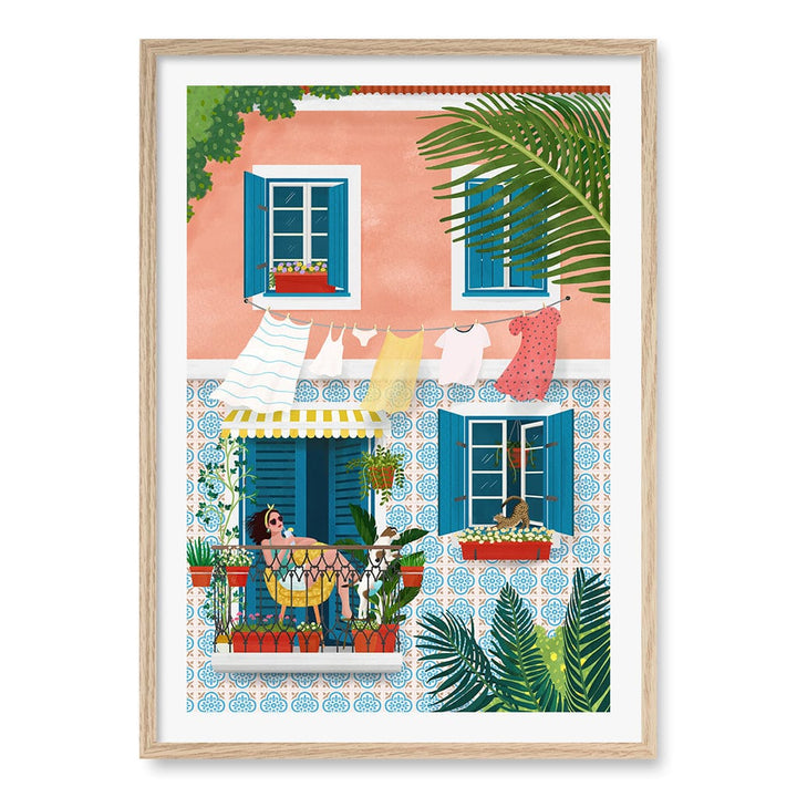 Lisbon Wall Art Print A1 (59.4 x 84.1cm) / Natural Oak Frame / White Border from our Australian Made Wall Art collection by Profile Australia