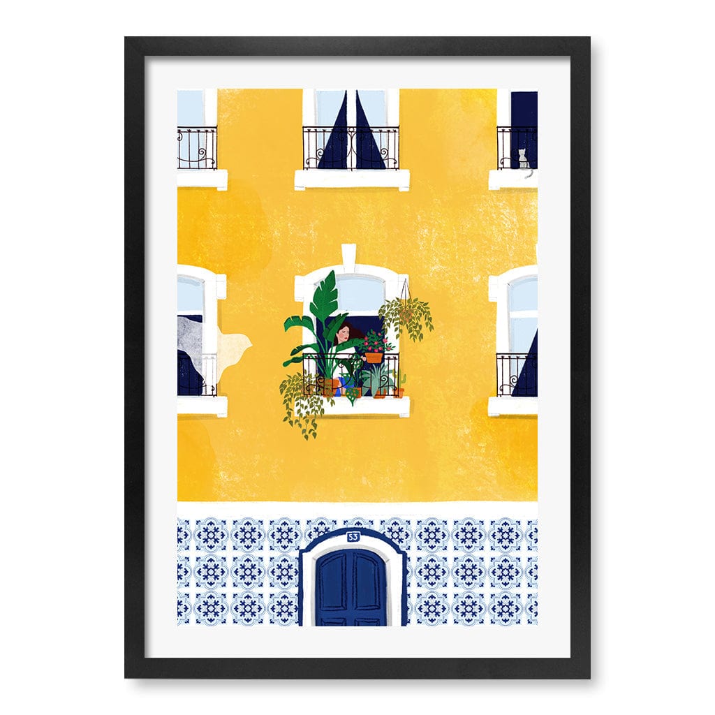 Lisbon Yellow Modern Wall Art Print A4 (21 x 29.7cm) / Matte Black Frame / White Border from our Australian Made Framed Wall Art, Prints & Posters collection by Profile Products (Australia) Pty Ltd