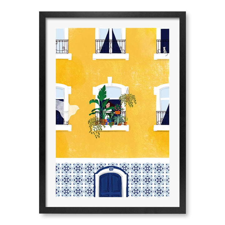 Lisbon Yellow Modern Wall Art Print A4 (21 x 29.7cm) / Matte Black Frame / White Border from our Australian Made Framed Wall Art, Prints & Posters collection by Profile Products (Australia) Pty Ltd