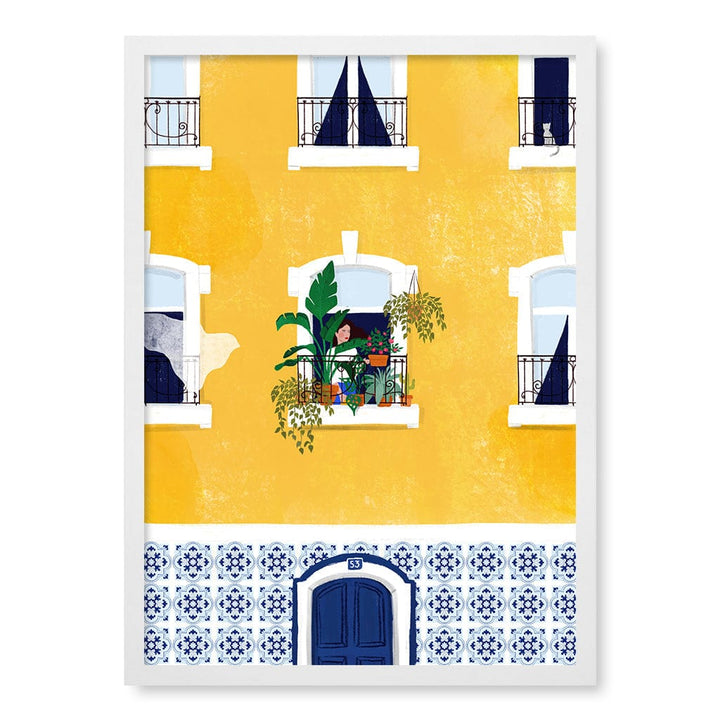 Lisbon Yellow Modern Wall Art Print A4 (21 x 29.7cm) / Matte White Frame / No Border from our Australian Made Framed Wall Art, Prints & Posters collection by Profile Products (Australia) Pty Ltd