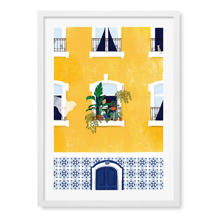 Lisbon Yellow Modern Wall Art Print A4 (21 x 29.7cm) / Matte White Frame / White Border from our Australian Made Framed Wall Art, Prints & Posters collection by Profile Products (Australia) Pty Ltd