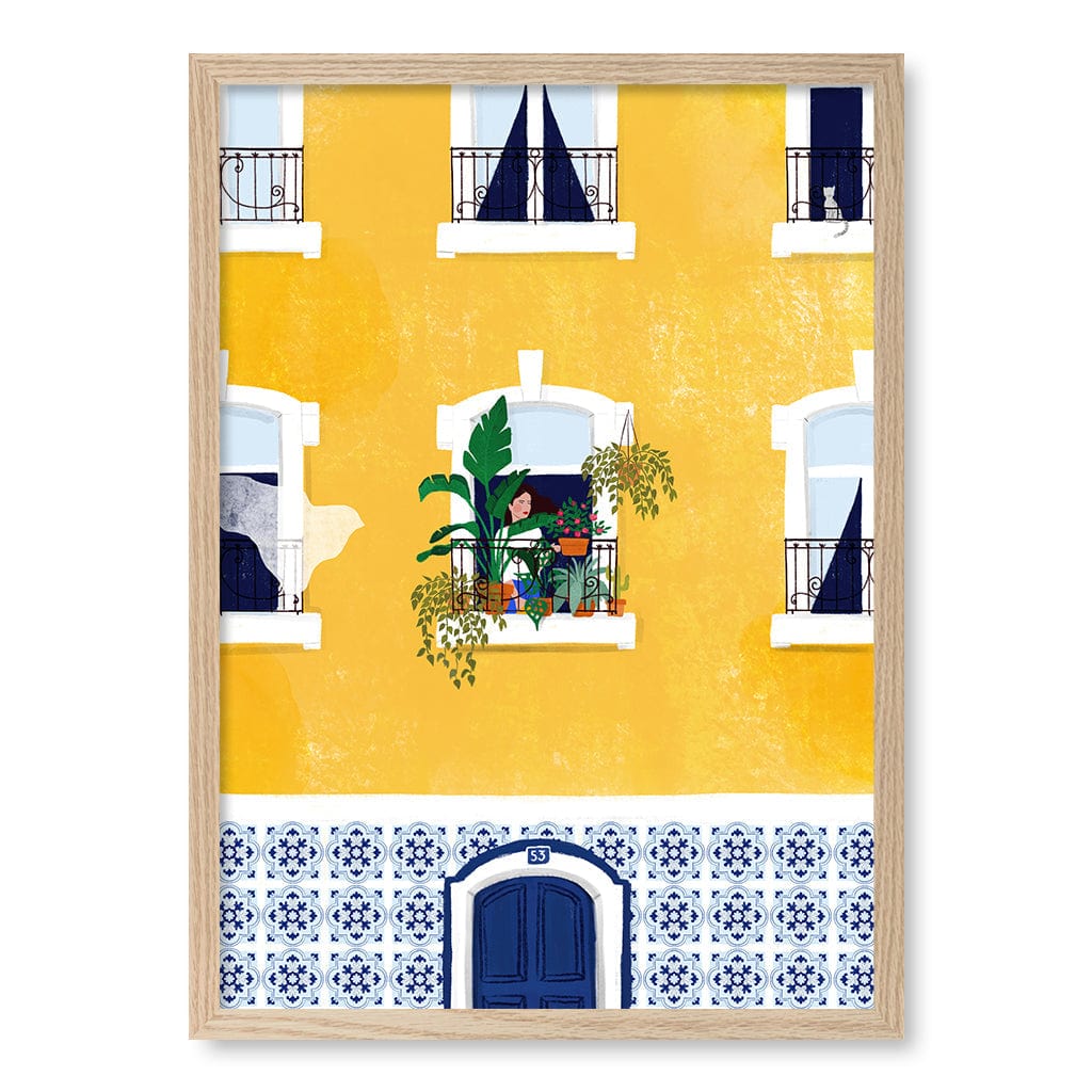 Lisbon Yellow Modern Wall Art Print A4 (21 x 29.7cm) / Natural Oak Frame / No Border from our Australian Made Framed Wall Art, Prints & Posters collection by Profile Products (Australia) Pty Ltd