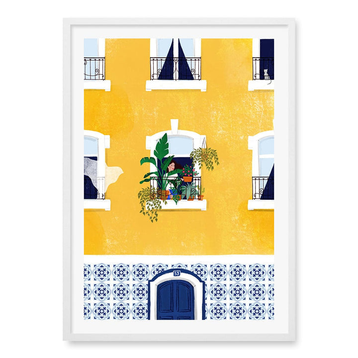 Lisbon Yellow Wall Art Print A1 (59.4 x 84.1cm) / Matte White Frame / White Border from our Australian Made Wall Art collection by Profile Australia
