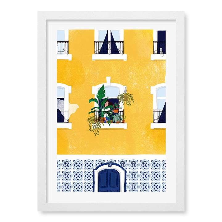 Lisbon Yellow Wall Art Print A3 (29.7 x 42cm) / Matte White Frame / White Border from our Australian Made Wall Art collection by Profile Australia