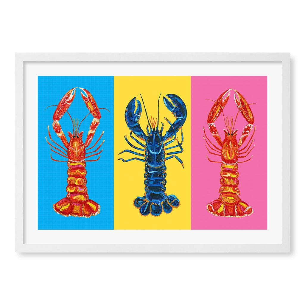 Lobster Langoustines Modern Wall Art Print A4 (21 x 29.7cm) / Matte White Frame / White Border from our Australian Made Framed Wall Art, Prints & Posters collection by Profile Products (Australia) Pty Ltd