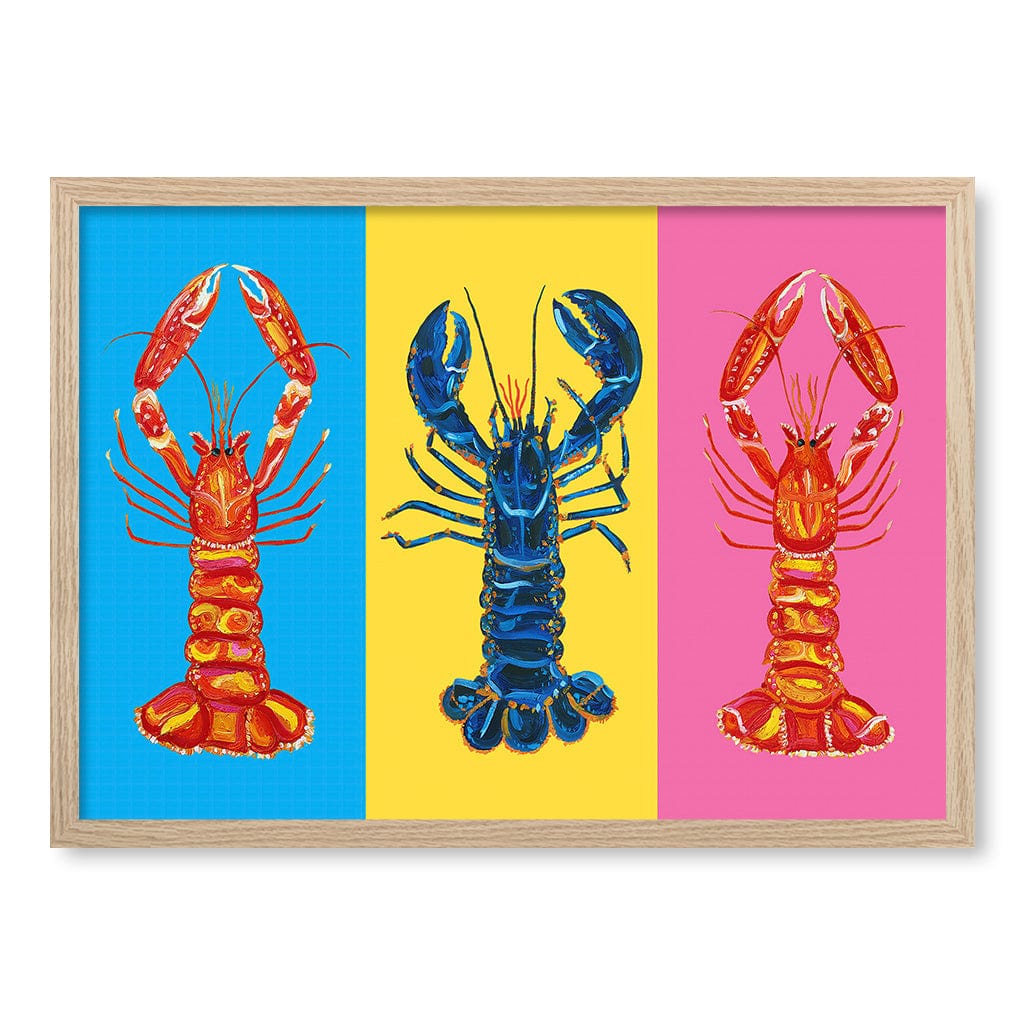 Lobster Langoustines Modern Wall Art Print A4 (21 x 29.7cm) / Natural Oak Frame / No Border from our Australian Made Framed Wall Art, Prints & Posters collection by Profile Products (Australia) Pty Ltd