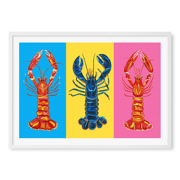 Lobster Langoustines Wall Art Print A1 (59.4 x 84.1cm) / Matte White Frame / White Border from our Australian Made Wall Art collection by Profile Australia