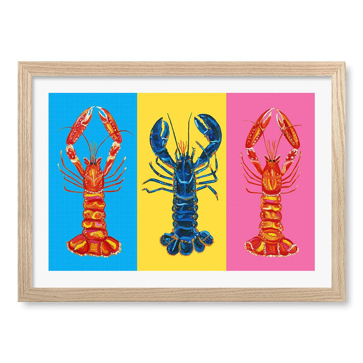 Lobster Langoustines Wall Art Print A3 (29.7 x 42cm) / Natural Oak Frame / White Border from our Australian Made Wall Art collection by Profile Australia