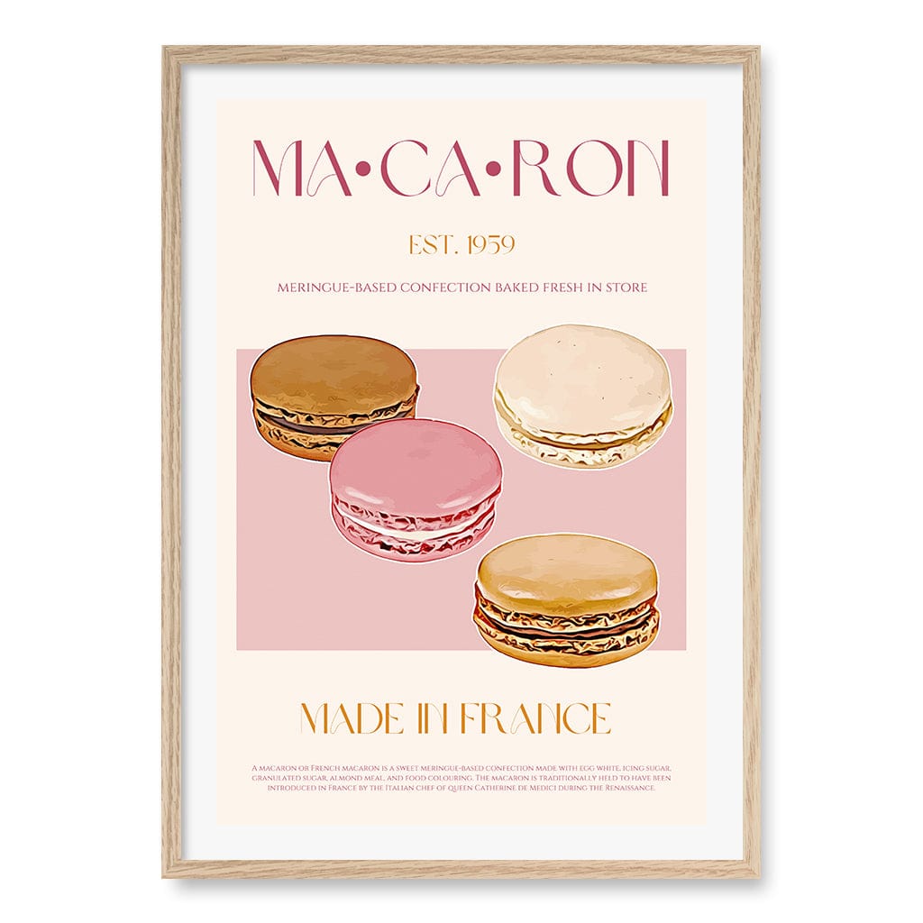 Macaron Delight Wall Art Print A1 (59.4 x 84.1cm) / Natural Oak Frame / White Border from our Australian Made Wall Art collection by Profile Australia