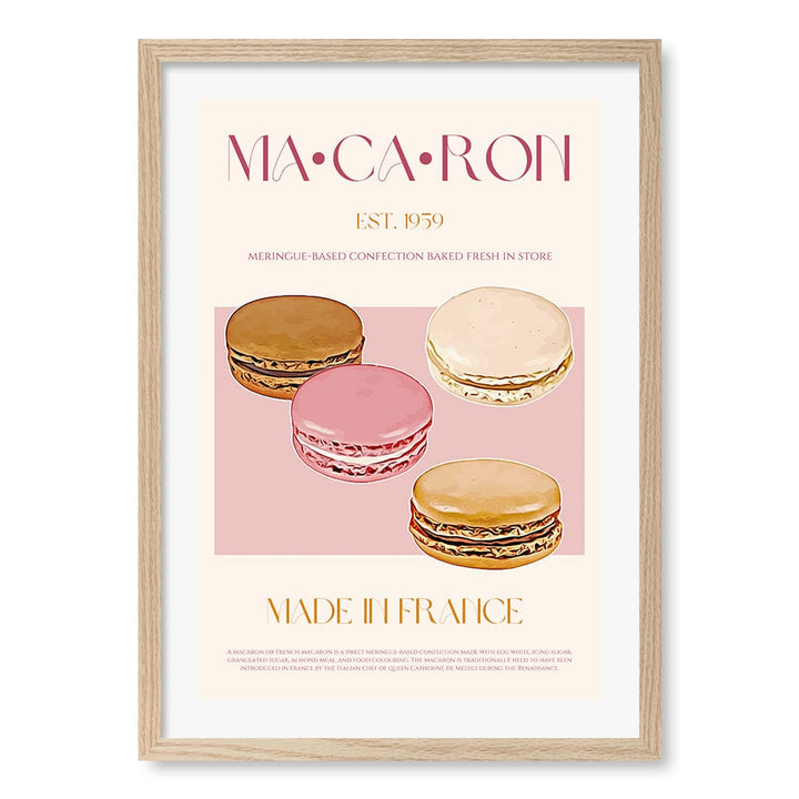 Macaron Delight Wall Art Print A2 (42 x 59.4cm) / Natural Oak Frame / White Border from our Australian Made Wall Art collection by Profile Australia