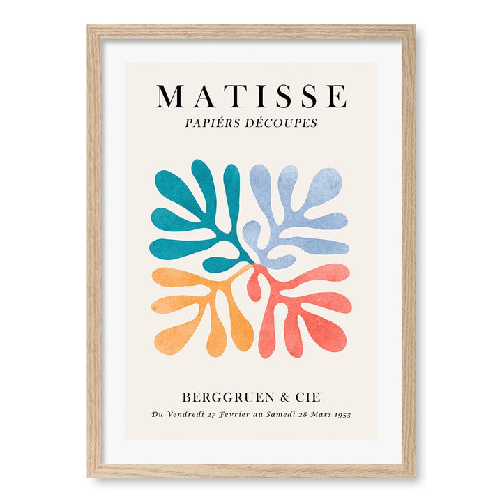Matisse Floral 4 Modern Wall Art Print A4 (21 x 29.7cm) / Natural Oak Frame / White Border from our Australian Made Framed Wall Art, Prints & Posters collection by Profile Products (Australia) Pty Ltd