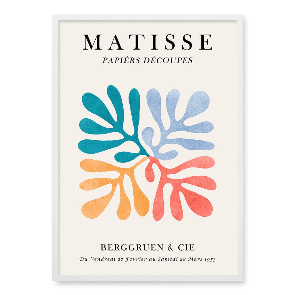 Matisse Floral 4 Wall Art Print A1 (59.4 x 84.1cm) / Matte White Frame / No Border from our Australian Made Wall Art collection by Profile Australia