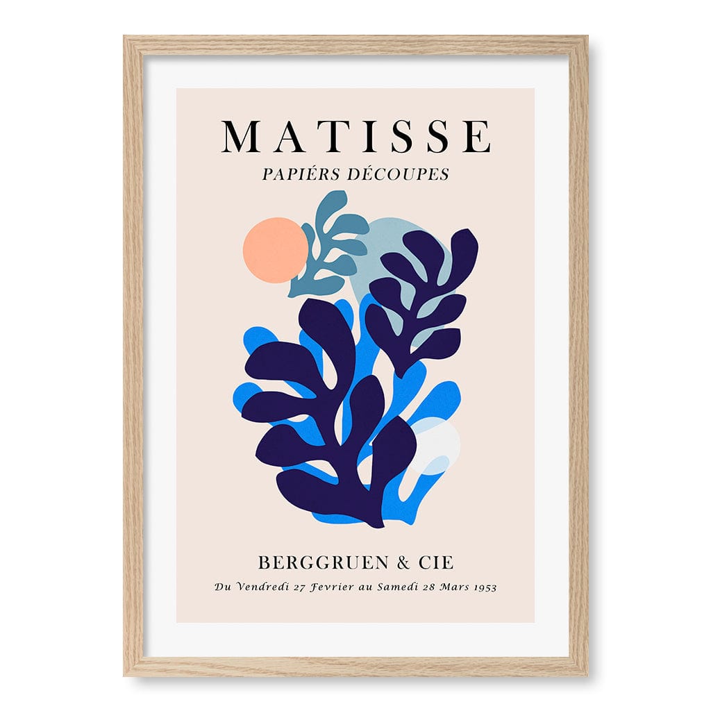 Matisse Floral 5 Modern Wall Art Print A4 (21 x 29.7cm) / Natural Oak Frame / White Border from our Australian Made Framed Wall Art, Prints & Posters collection by Profile Products (Australia) Pty Ltd