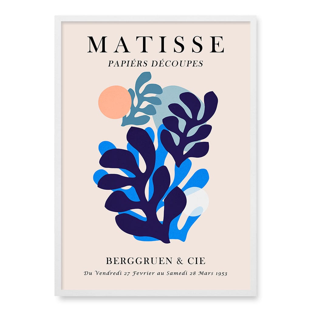 Matisse Floral 5 Wall Art Print A1 (59.4 x 84.1cm) / Matte White Frame / No Border from our Australian Made Wall Art collection by Profile Australia