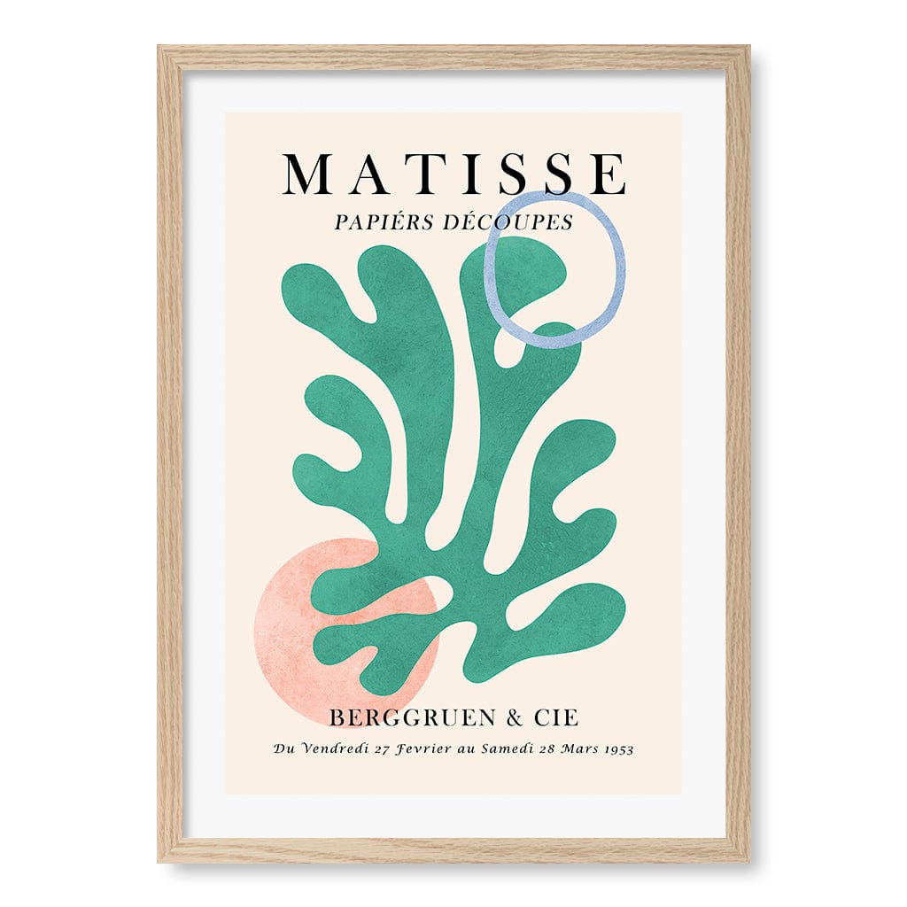 Matisse Floral 6 Modern Wall Art Print A4 (21 x 29.7cm) / Natural Oak Frame / White Border from our Australian Made Framed Wall Art, Prints & Posters collection by Profile Products (Australia) Pty Ltd