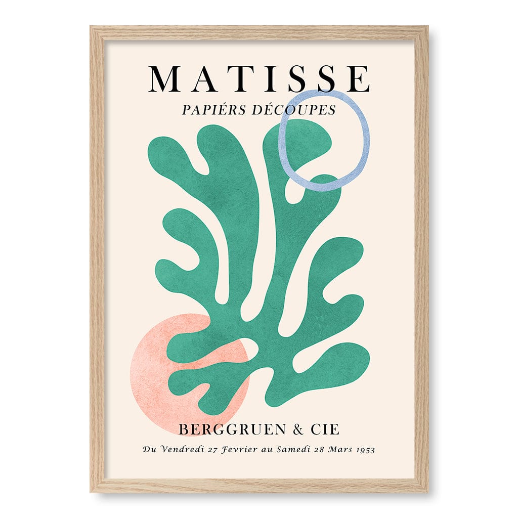 Matisse Floral 6 Wall Art Print A2 (42 x 59.4cm) / Natural Oak Frame / No Border from our Australian Made Wall Art collection by Profile Australia