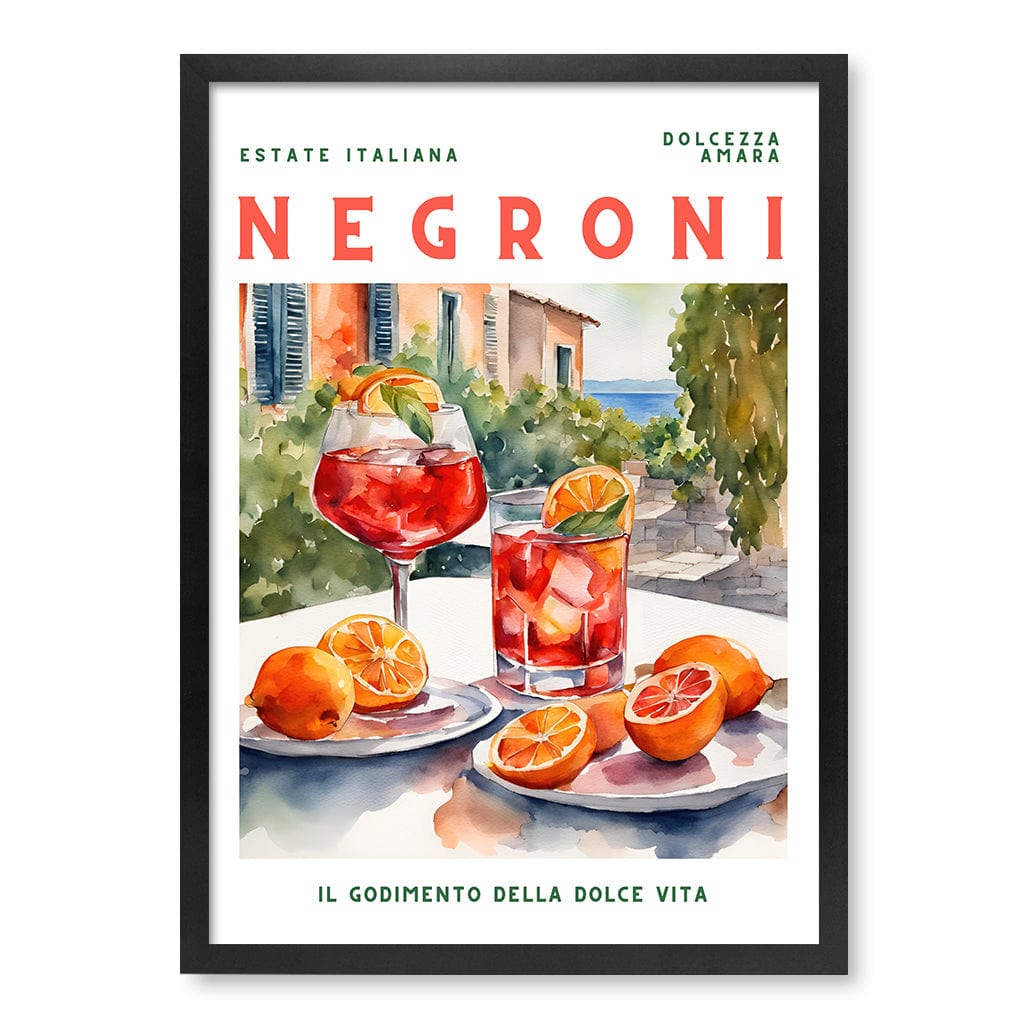 Negroni Cocktail Wall Art Print A4 (21 x 29.7cm) / Matte Black Frame / No Border from our Australian Made Framed Wall Art, Prints & Posters collection by Profile Products (Australia) Pty Ltd