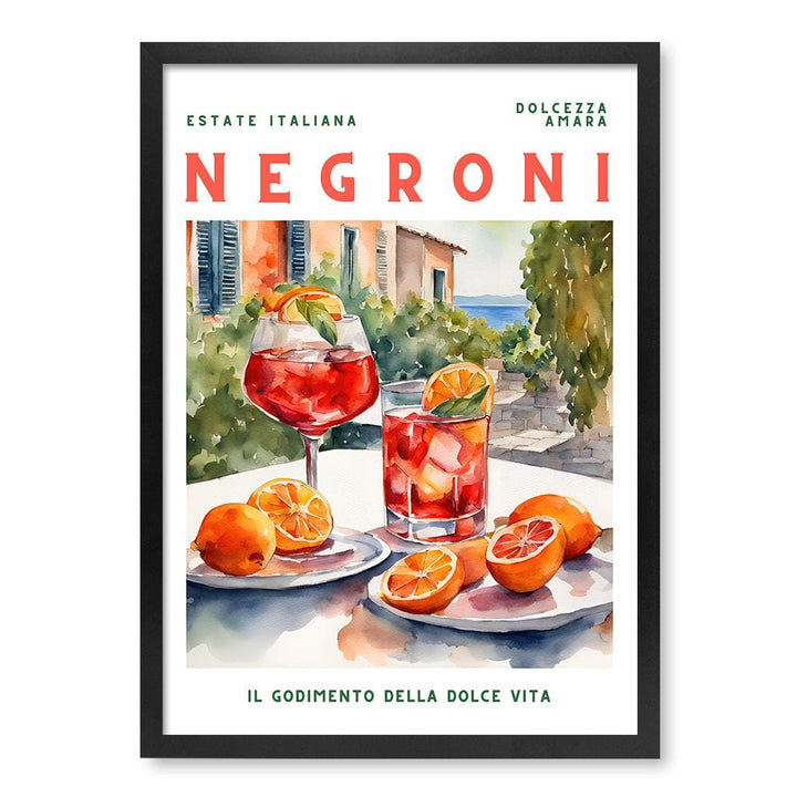 Negroni Cocktail Wall Art Print A4 (21 x 29.7cm) / Matte Black Frame / No Border from our Australian Made Framed Wall Art, Prints & Posters collection by Profile Products (Australia) Pty Ltd