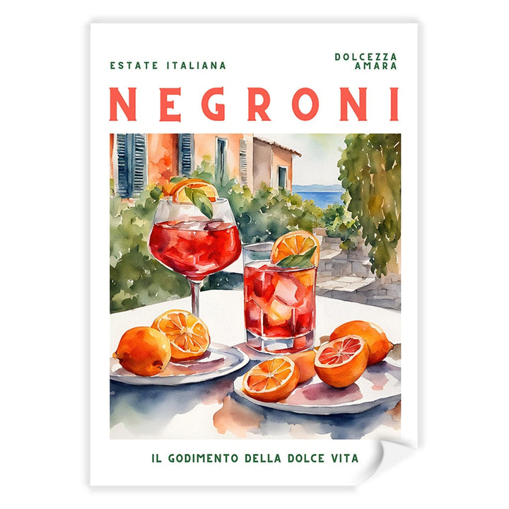 Negroni Cocktail Wall Art Print A4 (21 x 29.7cm) / Print Only / No Border from our Australian Made Framed Wall Art, Prints & Posters collection by Profile Products (Australia) Pty Ltd