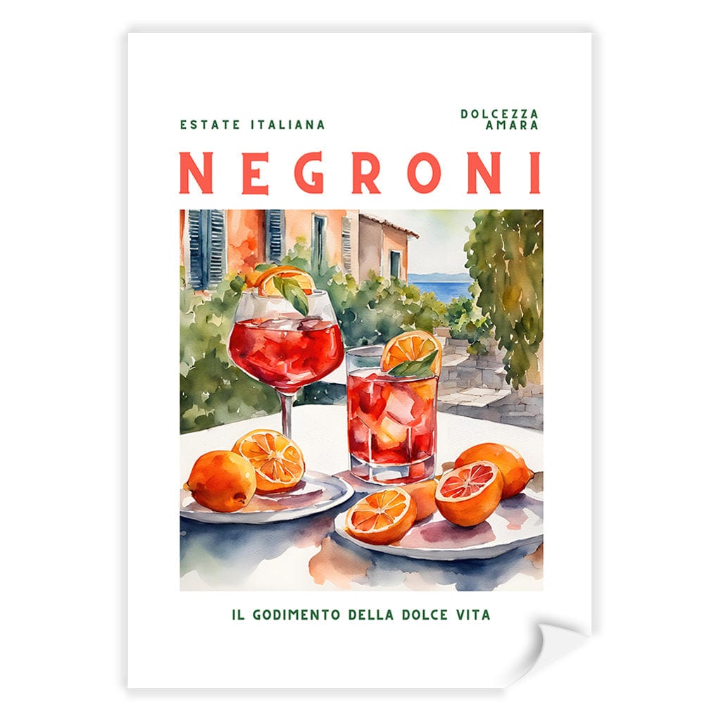 Negroni Cocktail Wall Art Print A4 (21 x 29.7cm) / Print Only / White Border from our Australian Made Framed Wall Art, Prints & Posters collection by Profile Products (Australia) Pty Ltd